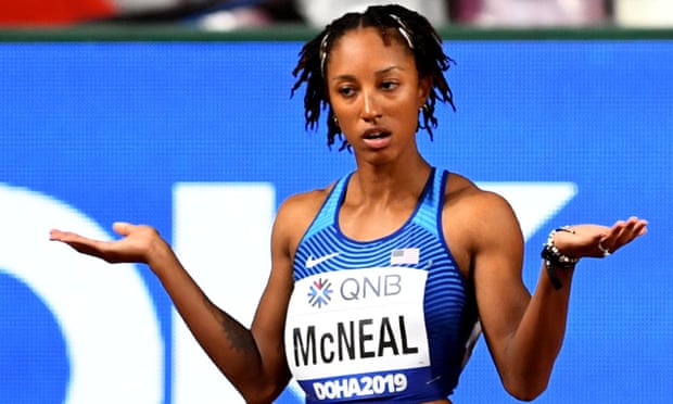 Brianna McNeal at the 2019 world championships in Doha. Photograph: Dylan Martinez/Reuters