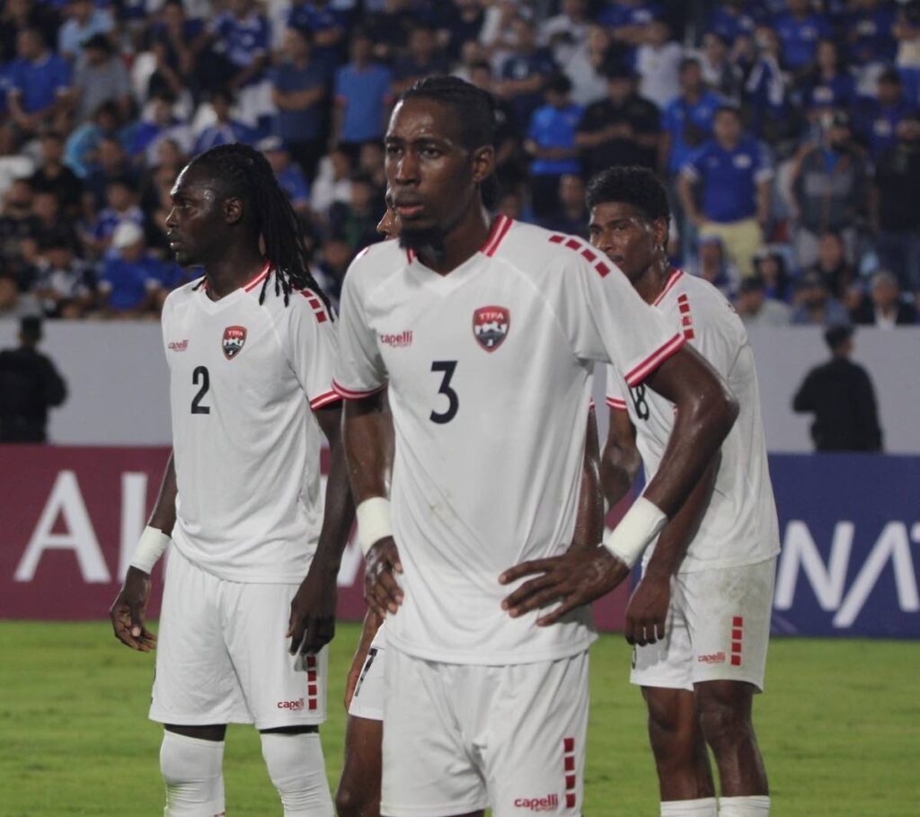 National defender Ross Russell, Jr, front, during a recent Concacaf Nations League game. - TTFA (Image obtained at newsday.co.tt)