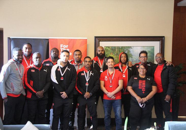 GIVEN A HERO’S WELCOME: Trinidad and Tobago’s Indoor Pan American Cup men’s squad and support staff upon their return home early yesterday morning. (Image obtained at trinidadexpress.com)