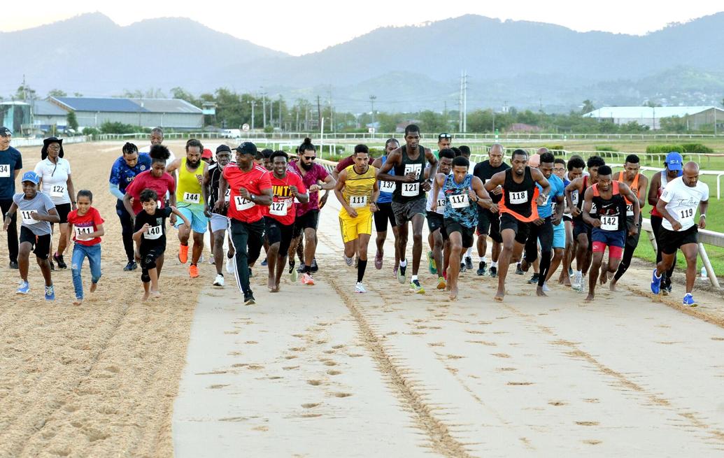 AND THEY’RE OFF: Participants at the start of the Trinidad and Tobago Association of Masters Athletics (TTAMA) “Hardest Mile” race at Santa Rosa Park, Arima, on Saturday.  :—Photo: ROBERT TAYLOR  Robert Taylor (Image obtained at trinidadexpress.com)