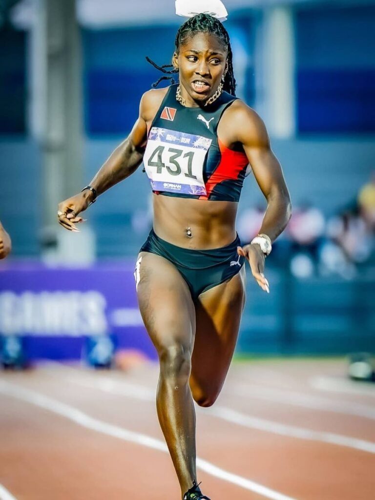 Golden look: TT's Shaniqua Bascombe sprints to glory in the women's 100-metre final at the 2025 Junior Pan American Games in Asuncion, Paraguay. - Photo courtesy NAAATT (Image obtained at newsday.co.tt)